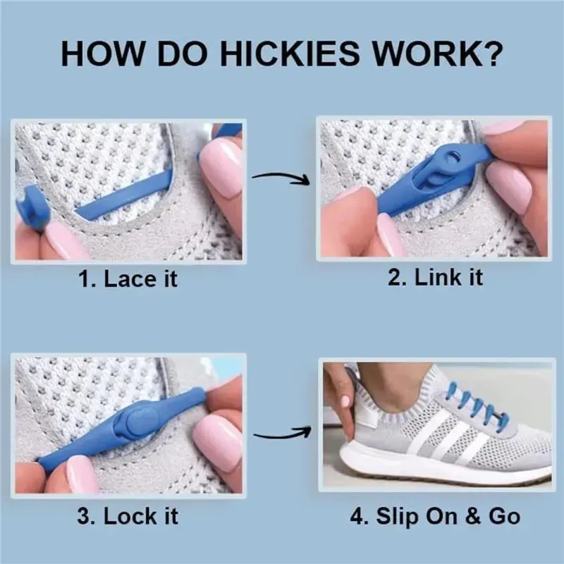 Hickies - No Tie Shoelaces For Adults Premium, Unisex, One Size fit All, Black Straps - Image 4