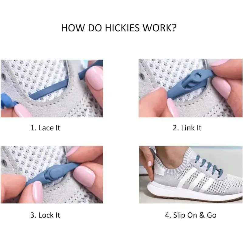 Hickies - No Tie Shoelaces For Adults Premium, Unisex, One Size fit All, Blue Straps - Image 3