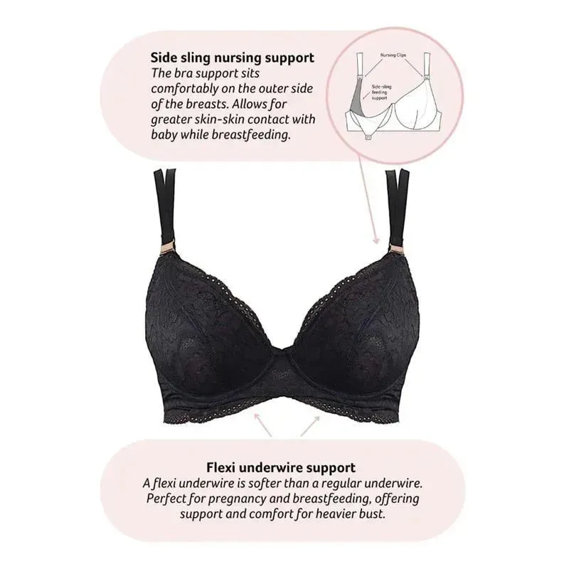 Hotmilk - Heroine Plunge Black Nursing Bra Flexiwire - Image 4