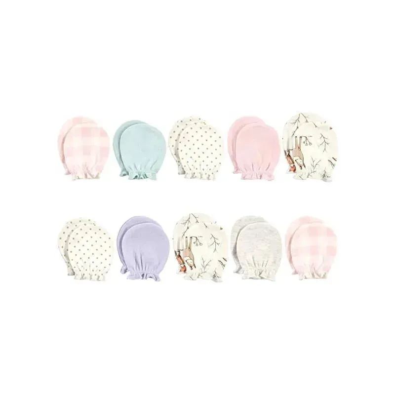 Hudson Baby - 10Pk Enchanted Forest Baby Cotton Scratch Mittens