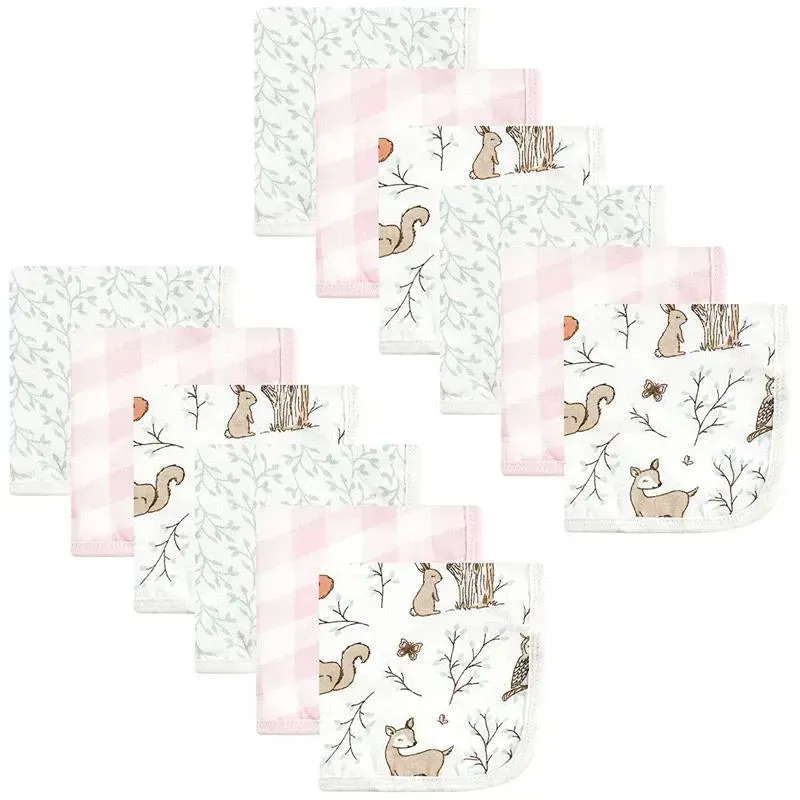 Hudson Baby - 12Pk Enchanted Forest Baby Cotton Muslin Washcloths