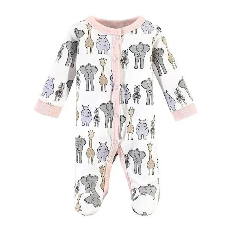 Hudson Baby - 2Pk Pink Safari Baby Girl Preemie Sleep & Play and Cap - Image 2