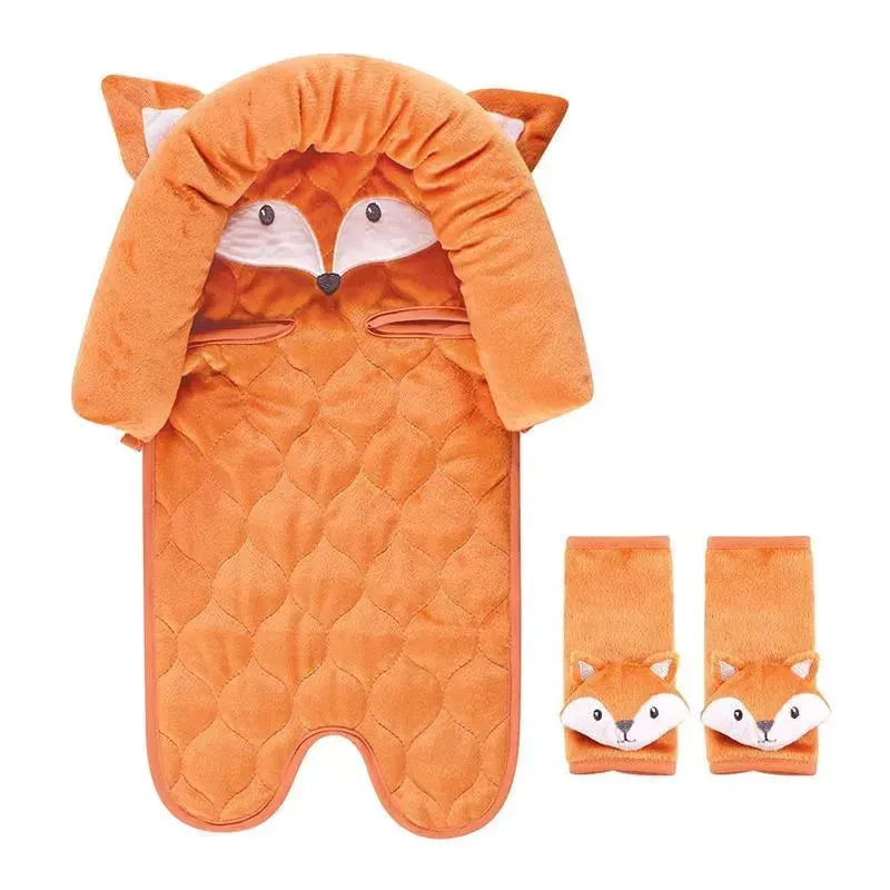 Hudson Baby - Fox Unisex Baby Car Seat Insert & Strap Covers