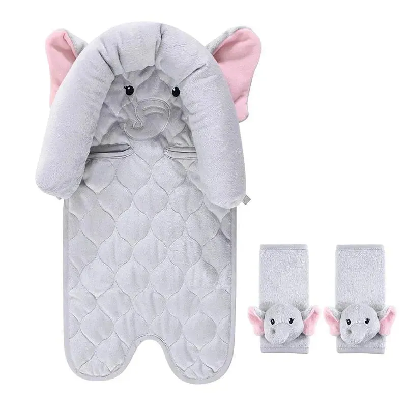 Hudson Baby - Pretty Elephant Baby Car Seat Insert & Strap Covers