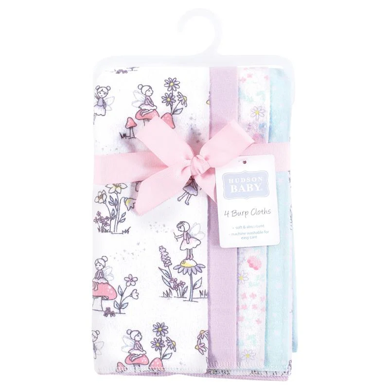 Hudson Baby Unisex Baby Cotton Flannel Burp Cloths, Garden Fairies, One Size - Image 2