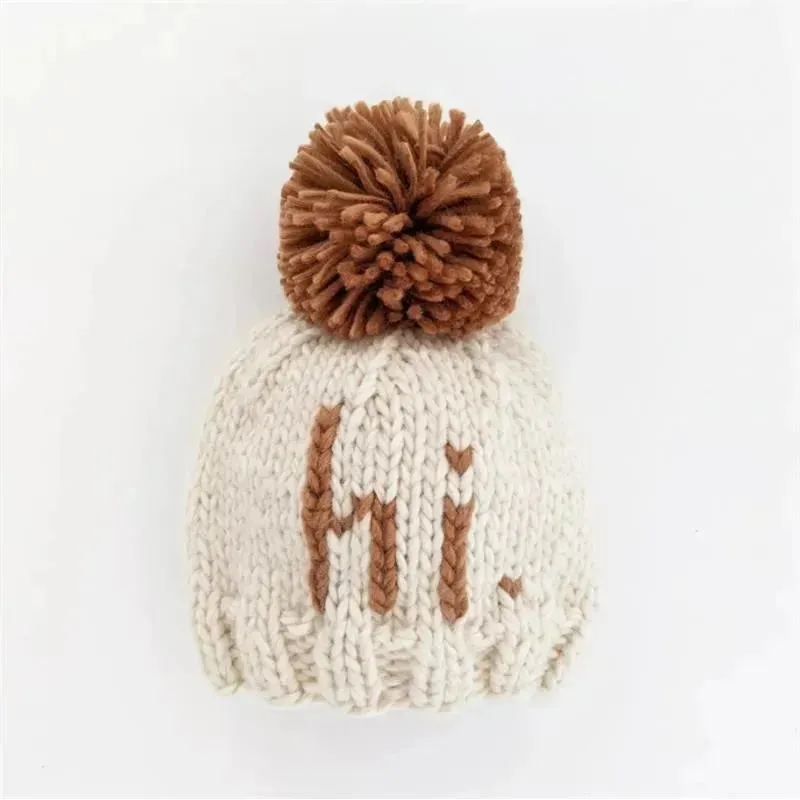 Huggalugs - Hi. Pecan Hand Knit Beanie Hat Baby & Kids - Image 2