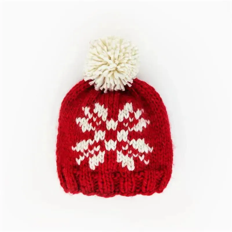 Huggalugs - Snowflake Red Beanie Hat For Baby & Kids - Image 2