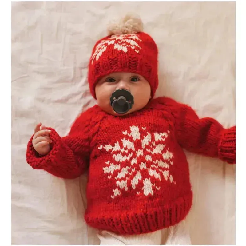 Huggalugs - Snowflake Red Crew Neck Sweater For Baby