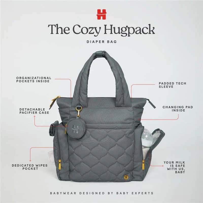 HUGGIES Cozy Hugpack Tote Diaper Bag, Quiet Smoke Quilted - Image 6