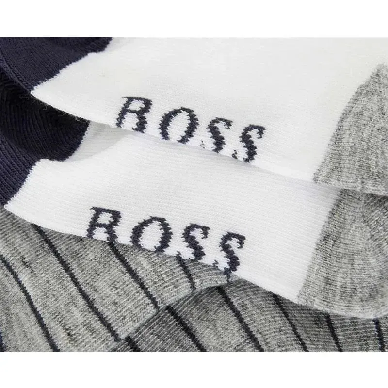 Hugo Boss - 2 Pack Socks, White/Grey, Size 17 - Image 2