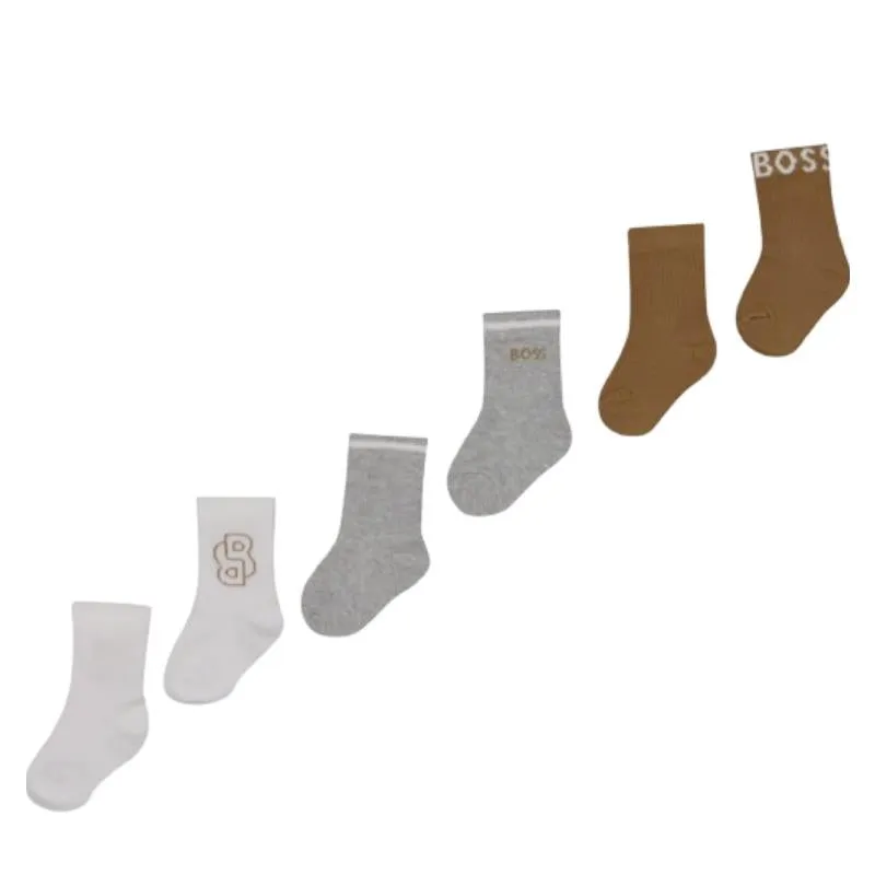 Hugo Boss Baby - 3Pk Beige & White Socks