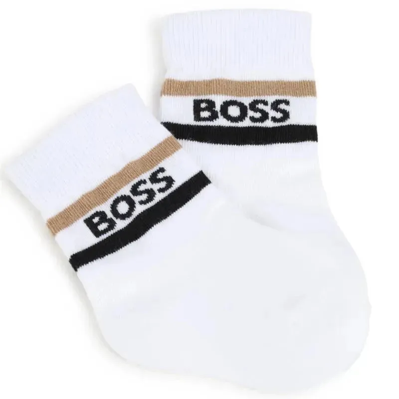 Hugo Boss Baby - 3Pk Socks White & Beige - Image 2