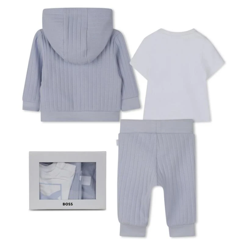 Hugo Boss Baby - Boy Cardigan, Trousers & T-Shirt Set, Pale Blue - Image 3