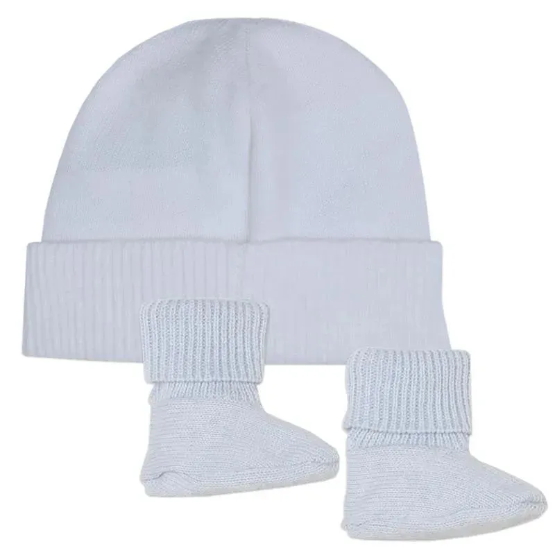 Hugo Boss Baby - Boy Knit Hat & Footie Set, Blue - Image 2