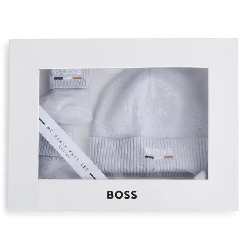 Hugo Boss Baby - Boy Knit Hat & Footie Set, Blue - Image 4