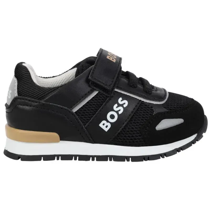 Hugo Boss Baby - Boy Leather Sneakers, Black - Image 2