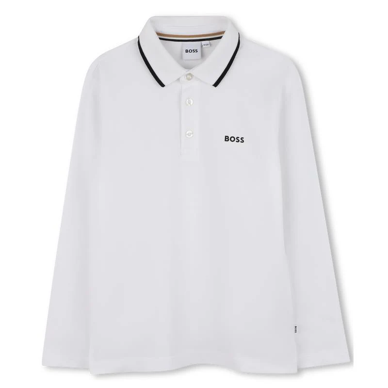 Hugo Boss Baby - Boy Long Sleeve Solid Color Polo, White