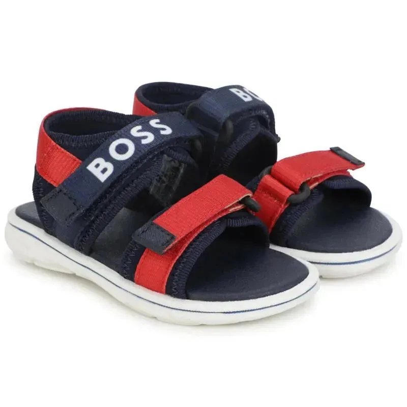 Hugo Boss Baby - Boy Navy Blue & Red Logo Sandals
