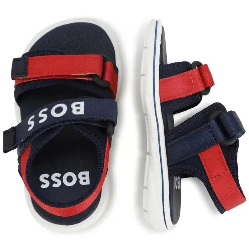 Hugo Boss Baby - Boy Navy Blue & Red Logo Sandals - Image 2