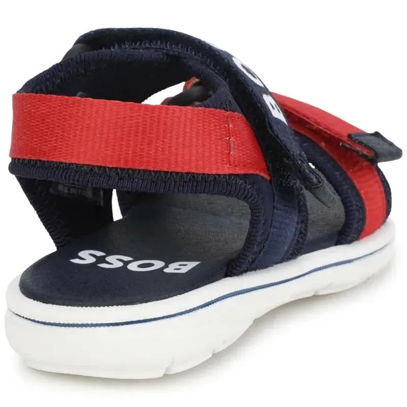 Hugo Boss Baby - Boy Navy Blue & Red Logo Sandals - Image 4