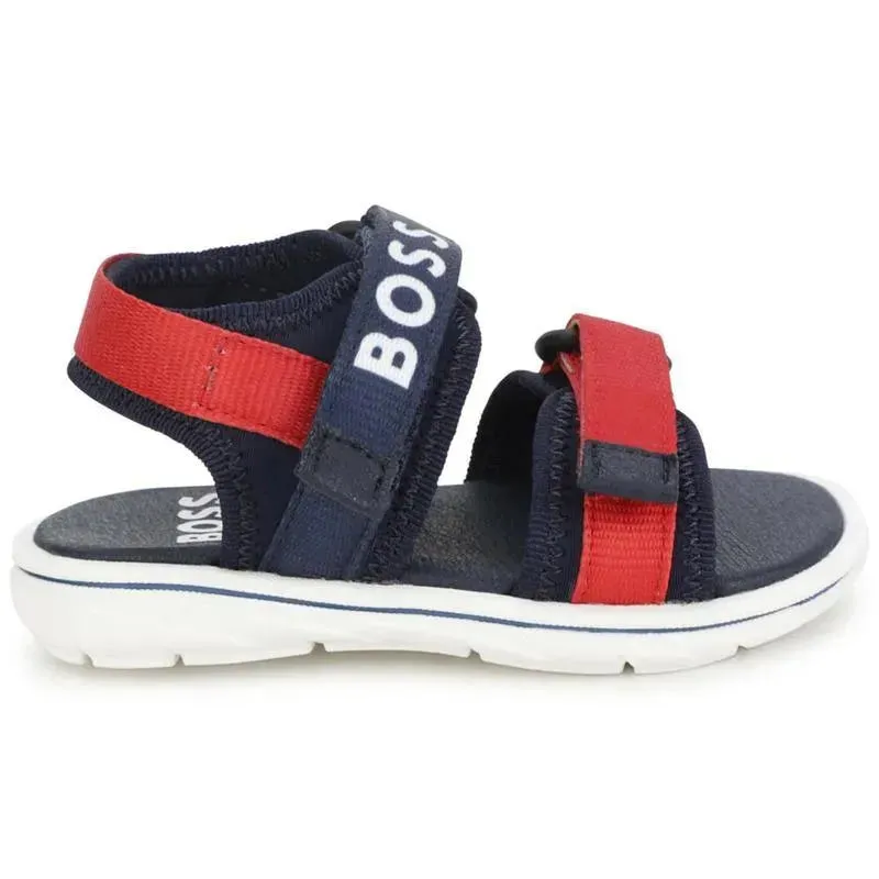 Hugo Boss Baby - Boy Navy Blue & Red Logo Sandals - Image 5