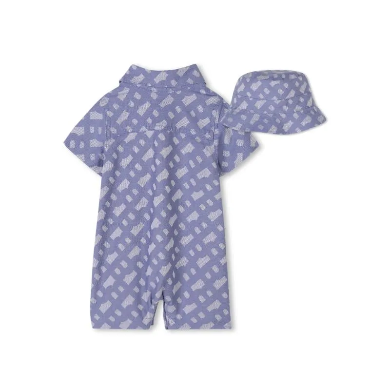 Hugo Boss Baby - Boy Short All In One & Bucket Hat, Blue - Image 3