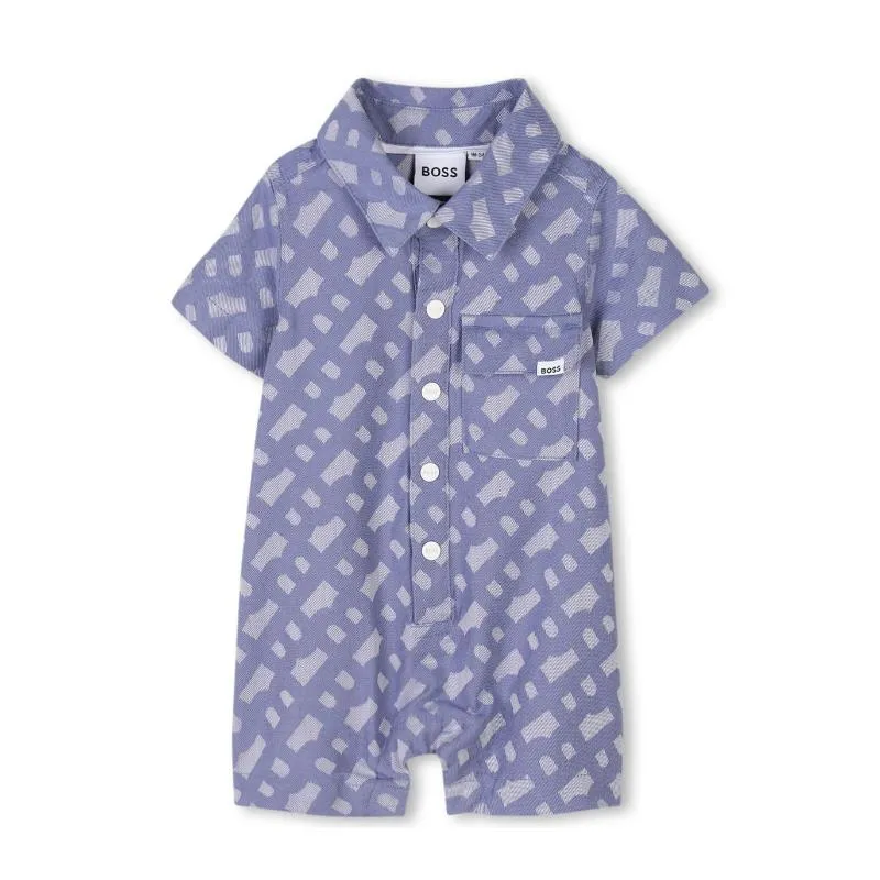 Hugo Boss Baby - Boy Short All In One & Bucket Hat, Blue - Image 4