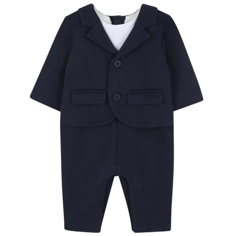 Hugo Boss Baby - Boy Suit-Style Romper, Navy Blue