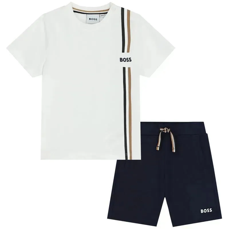 Hugo Boss Baby - Boy White & Navy Blue Mini Me Set