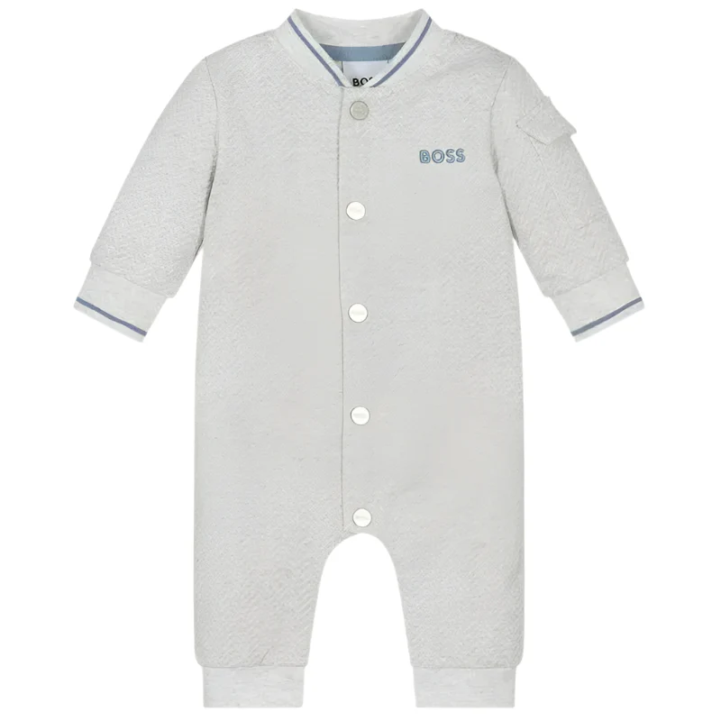 Hugo Boss Baby - Boys Grey Cotton Romper
