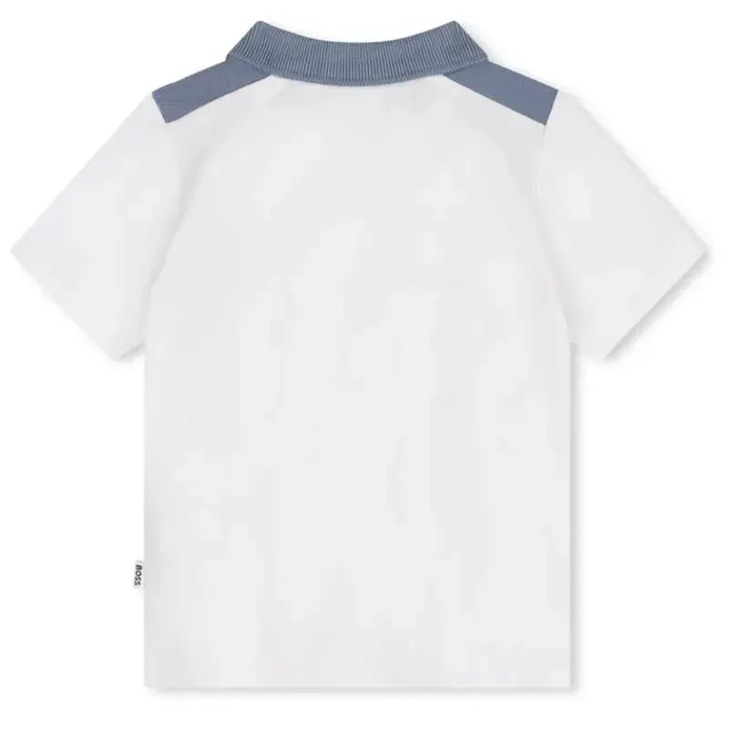 Hugo Boss Baby - Colorblock Short Sleeve Pique Polo, White/Blue - Image 2