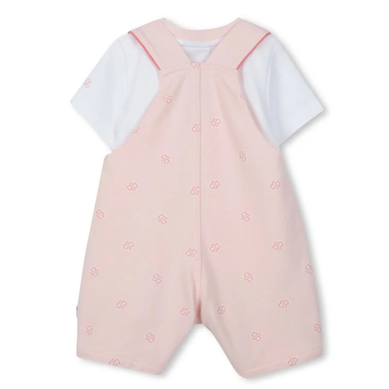 Hugo Boss Baby - Girl Dungarees & T-Shirt White And Pink - Image 2