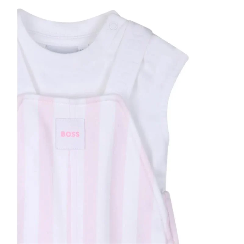 Hugo Boss Baby Girl Overalls & T-Shirt Set, Light Pink - Image 4