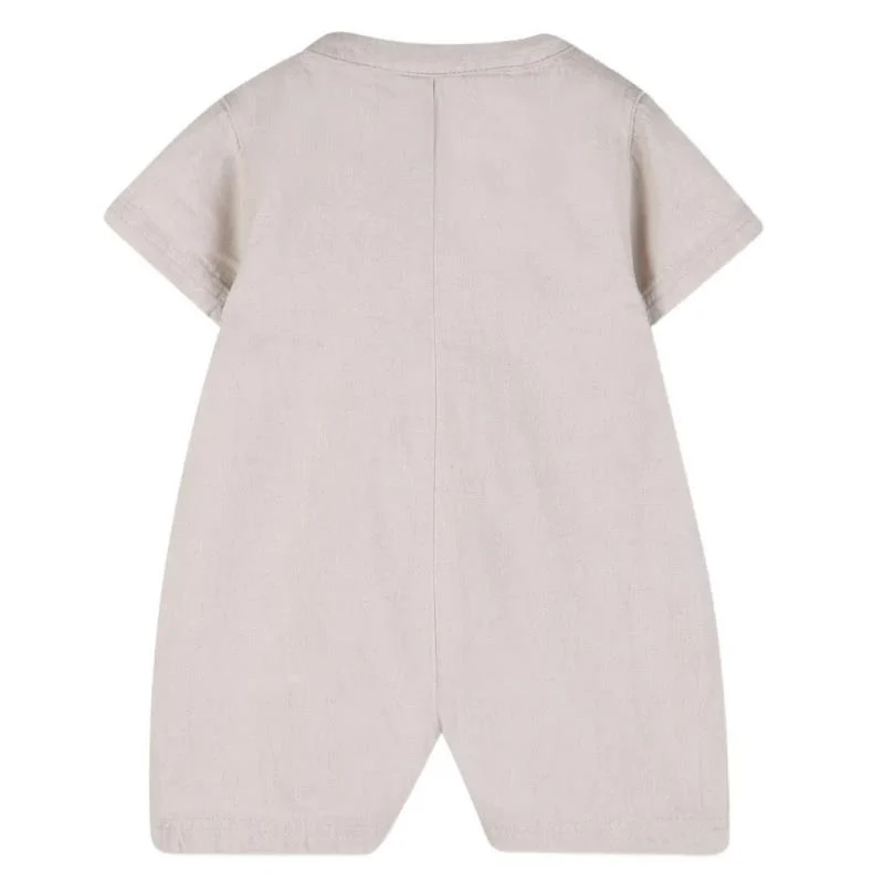 Hugo Boss Baby Infant Short Sleeve Linen Romper, Ivory - Image 2