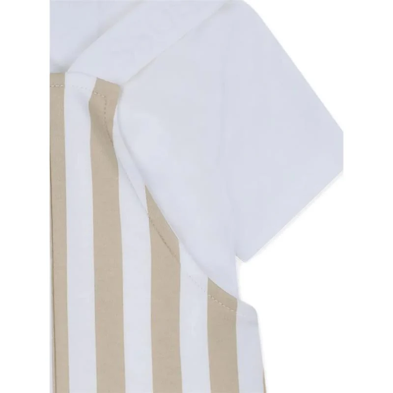 Hugo Boss Baby Infant Striped Overall & Tshirt Set, Stone - Image 5