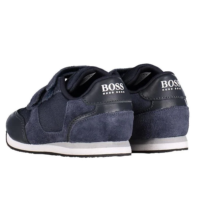 Hugo Boss Baby Leather & Suede Sneakers, Bright Blue - Image 2