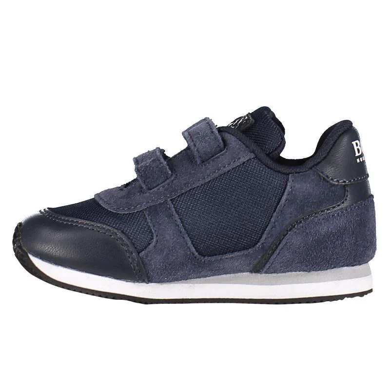 Hugo Boss Baby Leather & Suede Sneakers, Bright Blue - Image 3