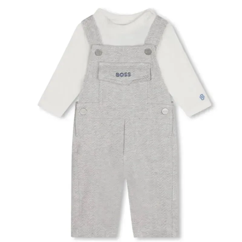 Hugo Boss Baby - Long Sleeve Tee & Overalls Set, Grey