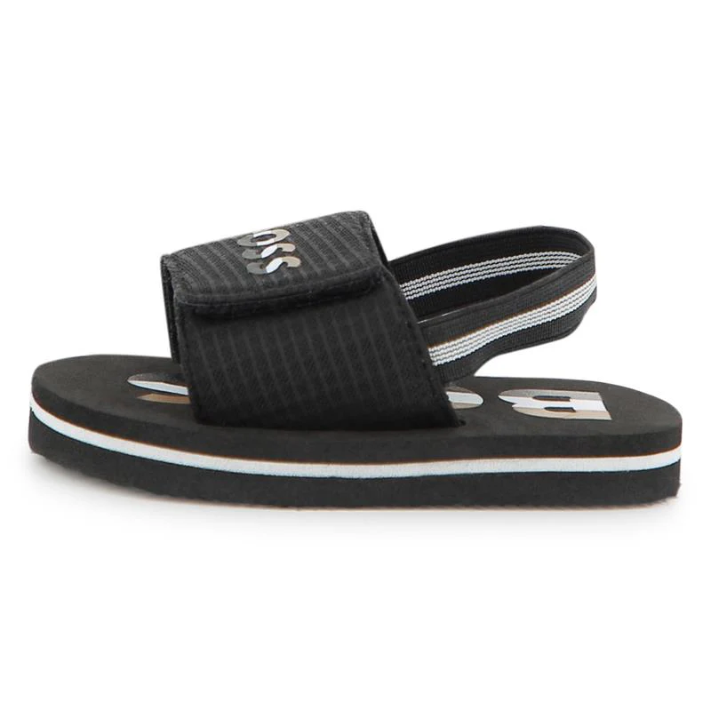 Hugo Boss Baby - Sandals With Hook And Loop Closure And Elastic Ankle Strap, Black - Image 2