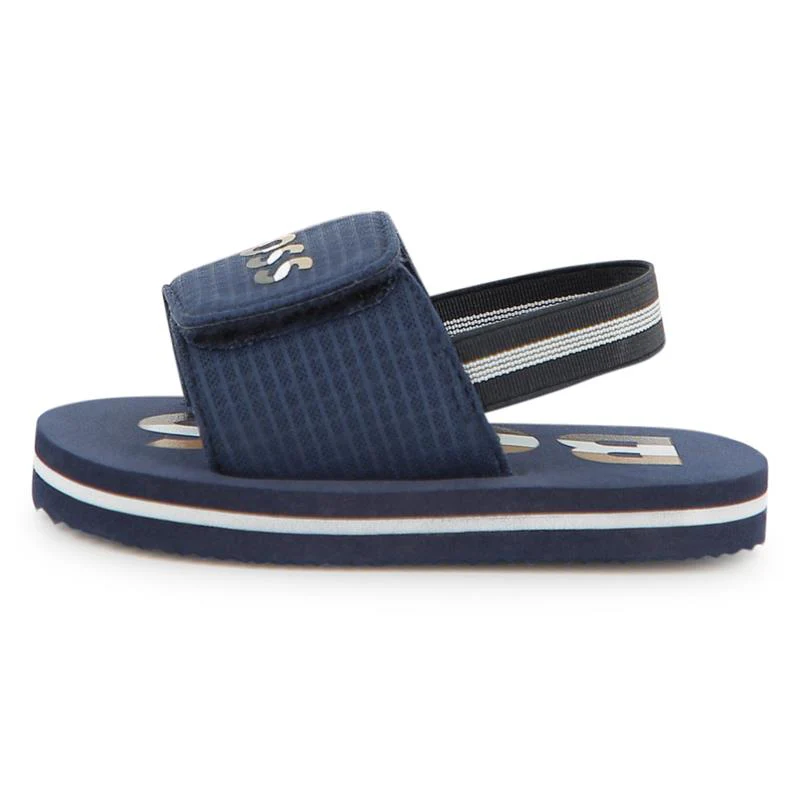 Hugo Boss Baby - Sandals With Hook And Loop Closure And Elastic Ankle Strap. Navy - Image 2