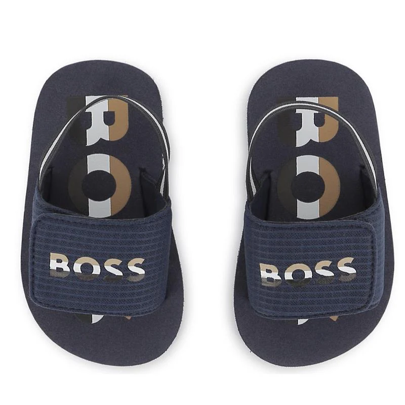 Hugo Boss Baby - Sandals With Hook And Loop Closure And Elastic Ankle Strap. Navy - Image 4