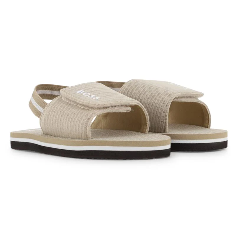 Hugo Boss Baby - Sandals With Hook And Loop Closure And Elastic Ankle Strap Stone