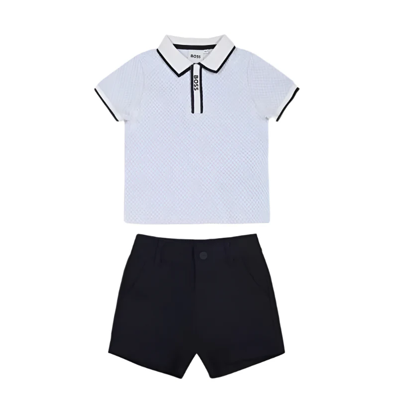 Hugo Boss Baby - Set Polo + Shorts Set, Pale Blue