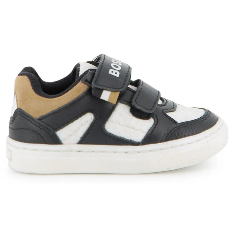 Hugo Boss Baby Sneakers In Cow Leather And Canvas, Black - Image 3