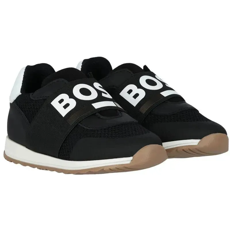 Hugo Boss Baby - Sneakers In Leather & Mesh Logo Elastic