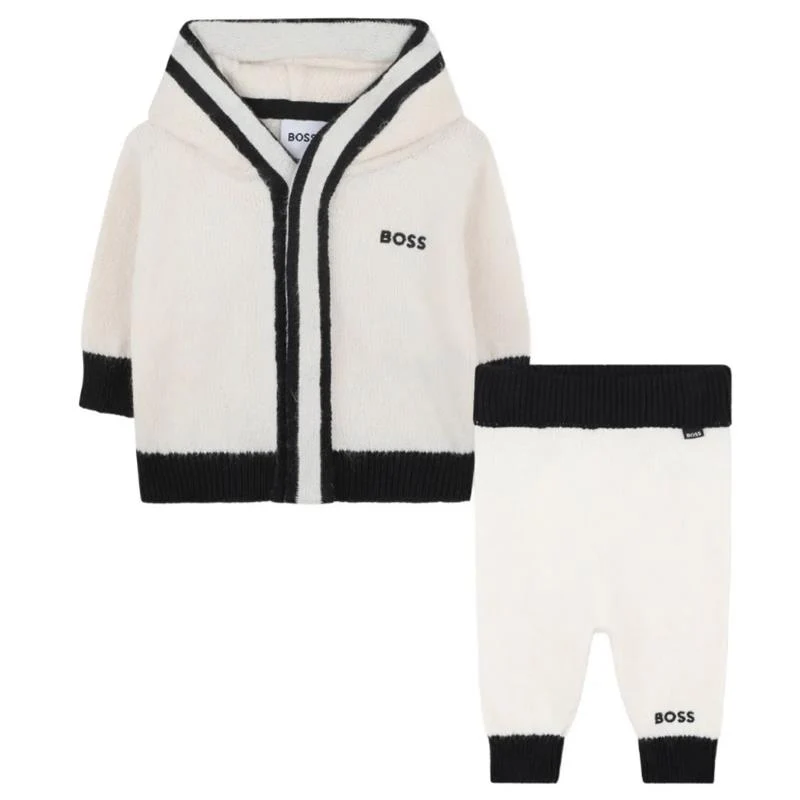 Hugo Boss Baby - Unisex Hooded Cardigan & Pants Set, Off White