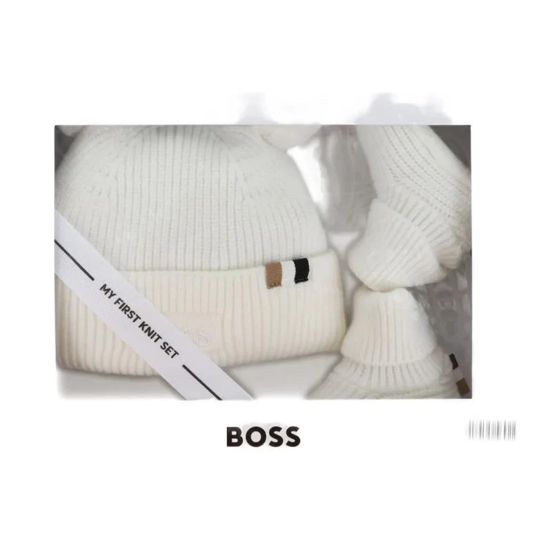 Hugo Boss Baby - Unisex Pull On Hat+Slippers, Off White - Image 2