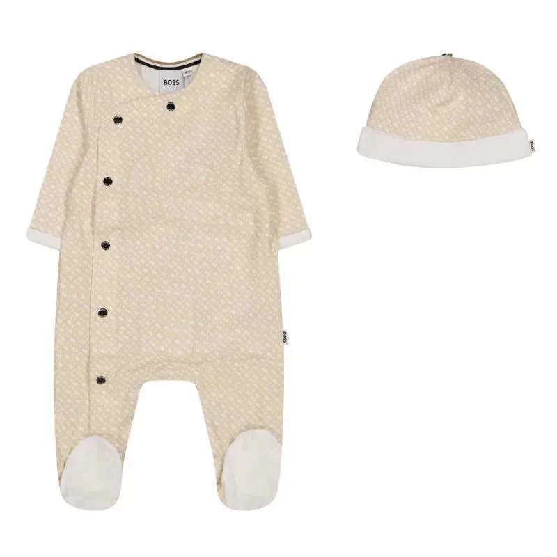 Hugo Boss Baby - Unisex Pyjamas & Pull On Hat Set, Stone