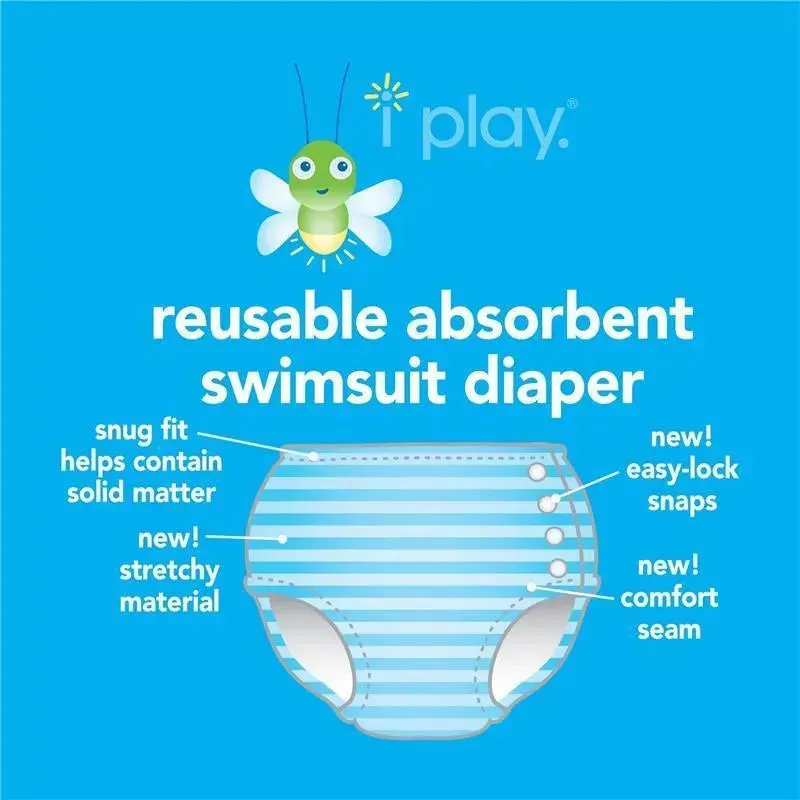 i play Snap Reusable Absorbent Swimsuit Diaper, Gray Multistripe - Image 5