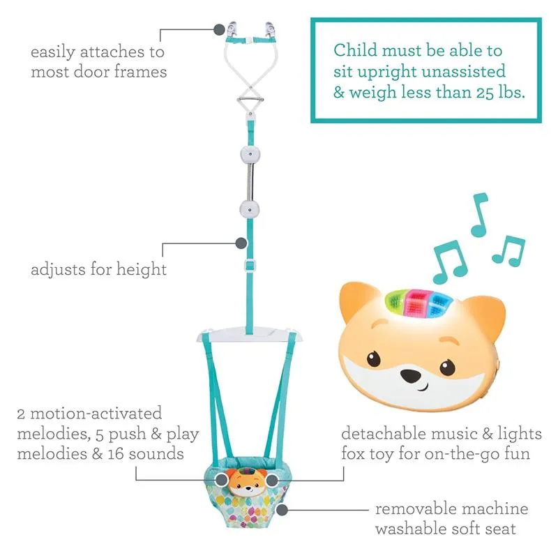 Infantino - 2-In-1 Music & Lights Doorway Jumper, Fox - Image 4